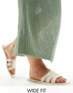 Design Wide Fit Fame Woven Jelly Flat Sandals In