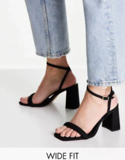Design Wide Fit Hilton Barely There Block Heeled Sandals In