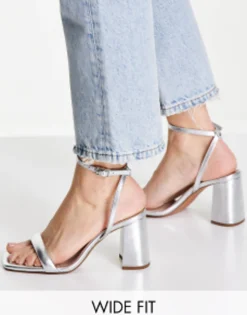 Design Wide Fit Hilton Barely There Block Heeled Sandals In