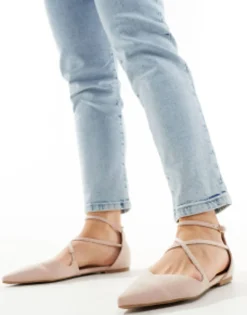 Design Wide Fit Larna Pointed Ballet Flats In