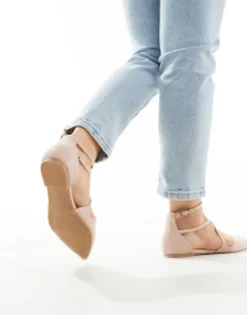 Design Wide Fit Larna Pointed Ballet Flats In