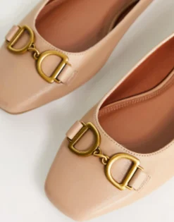 Design Wide Fit Leighton Square Toe Ballet Flats In