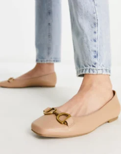 Design Wide Fit Leighton Square Toe Ballet Flats In
