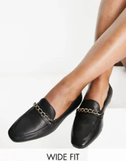 Design Wide Fit Mingle Chain Loafers In