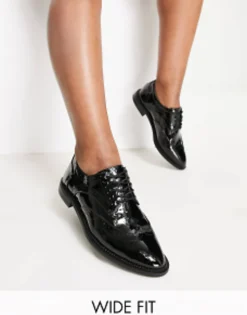 Design Wide Fit More Flat Lace Up Shoes In