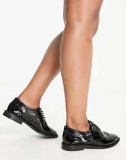 Design Wide Fit More Flat Lace Up Shoes In