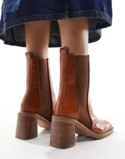 Design Wide Fit Ratings Leather Chelsea Boots In Tan