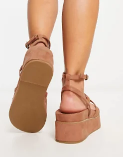 Design Wide Fit Taurus Strappy Flatform Sandals In