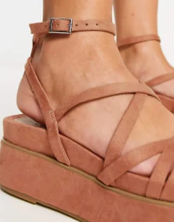 Design Wide Fit Taurus Strappy Flatform Sandals In