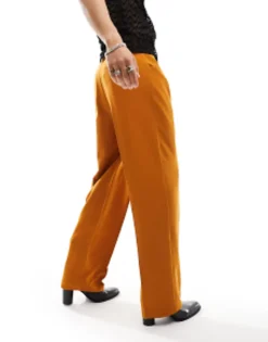 Design Wide Leg Smart Trousers In With Front Pockets