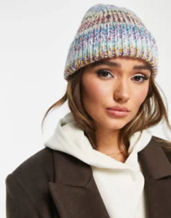 Design Wool Mix Chunky Mix Knit Beanie In