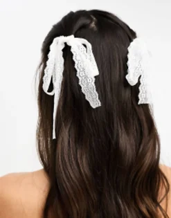 Designb London Broderie Hair Ribbons In