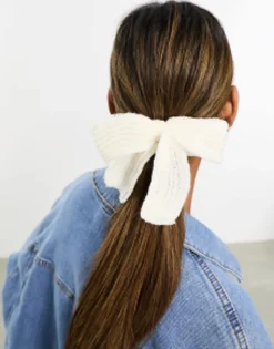 Designb London Knitted Bow Hair Tie In