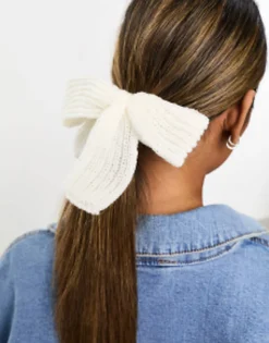 Designb London Knitted Bow Hair Tie In