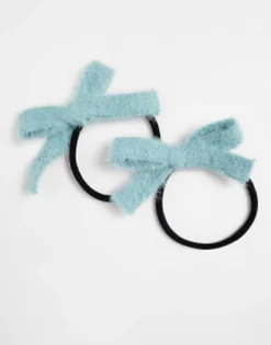 Designb London Knitted Hair Ribbon In Sage