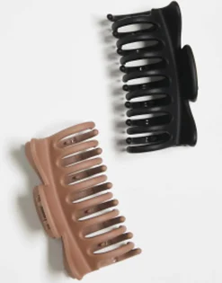 Designb London Pack Of 2 Hair Claws In Black And Blush