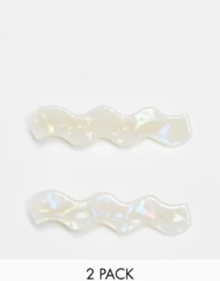 Designb London Pack Of 2 Wavy Hair Clips In Resin
