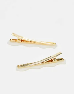 Designb London Pack Of 2 Wavy Hair Clips In Resin