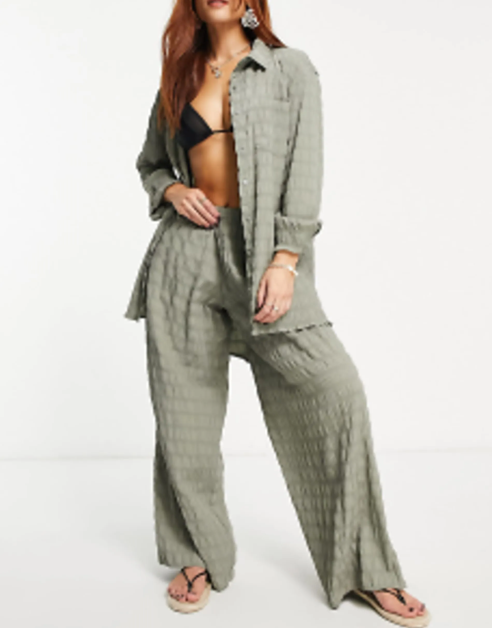 Esmee Exclusive Textured Co-Ord In Aloe