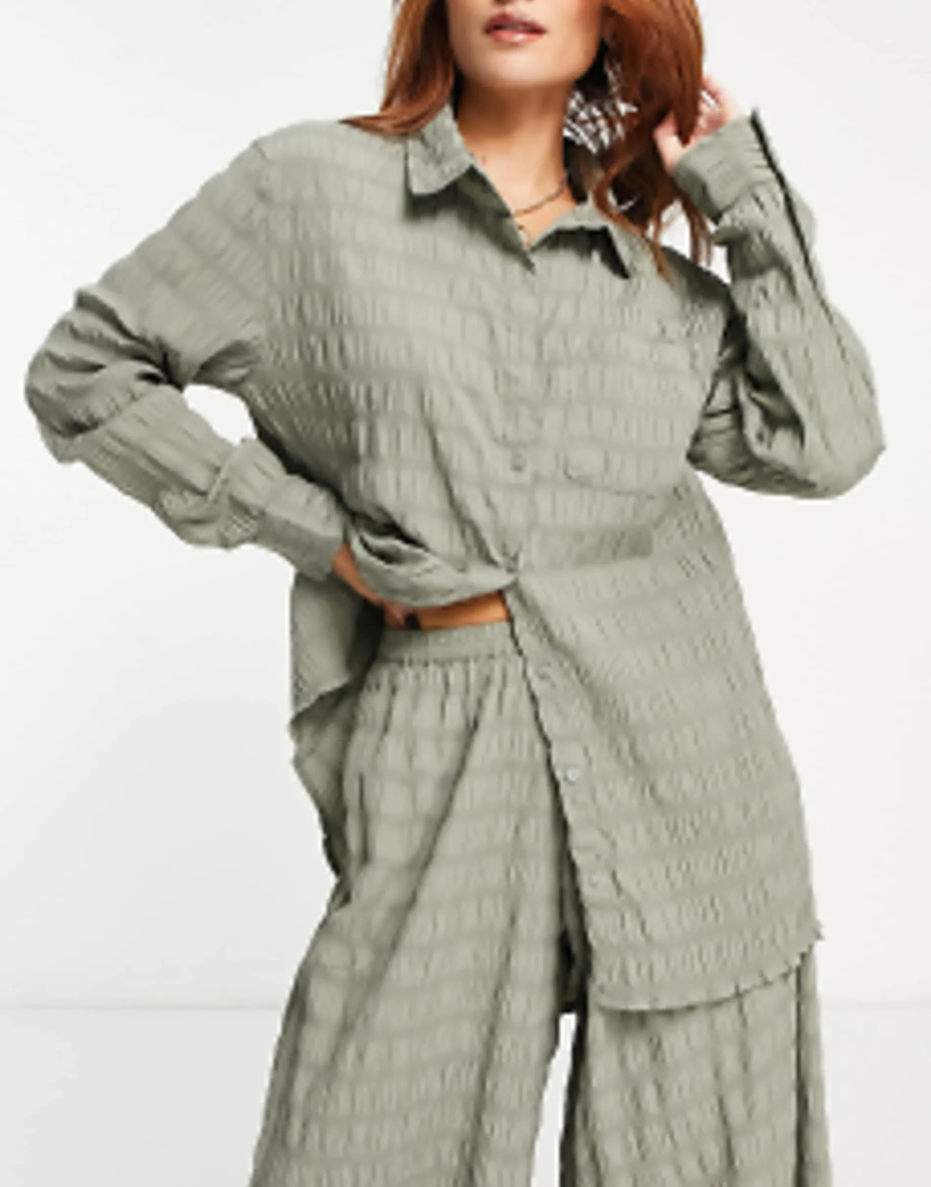 Esmee Exclusive Textured Co-Ord In Aloe