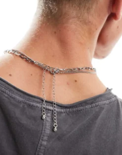 Faded Future Layered Necklace With Cherub Pendant In