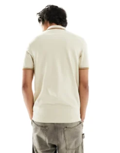 Fred Perry Twin Tipped Polo Shirt In Oatmeal