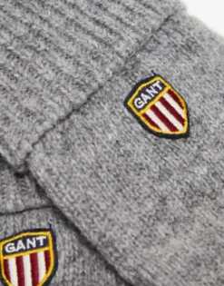Gant Wool Gloves In Grey With Shield Logo
