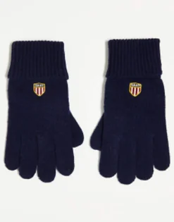 Gant Wool Gloves In Navy With Shield Logo
