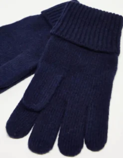 Gant Wool Gloves In Navy With Shield Logo
