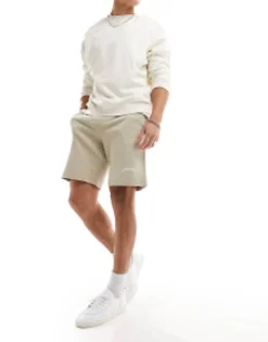 Good For Nothing Acid Wash Jersey Shorts In With Logo Print