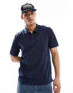 Jack & Jones Essentials Slim Fit Pique Logo Polo In Navy