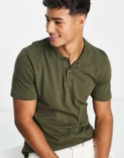 Jack & Jones Essentials Slim Fit Pique Logo Polo In Green
