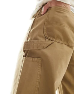 Jack & Jones Loose Fit Carpenter Trousers In Beige