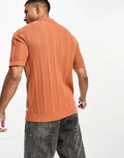 Jack & Jones Originals Knitted Polo In Amber