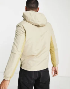 Jack & Jones Originals Overhead Colourblock Windbreaker In Beige & Grey