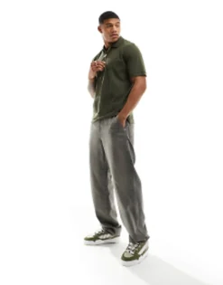 Jack & Jones Premium Half Zip Polo In Khaki