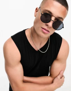 Jack & Jones Round Sunglasses With Metal Frame In