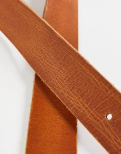 Jack & Jones Smooth Leather Belt With Logo Buckle In Brown