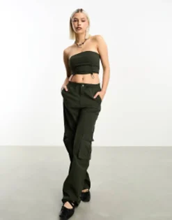 Jjxx Relaxed Fit Cargo Trousers Co-Ord In Dark Khaki