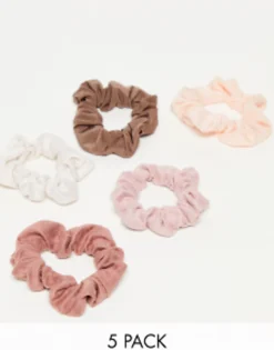 Kitsch Assorted Textured Scrunchies 5Pc Set