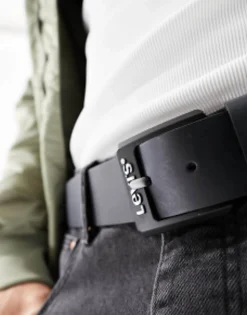 Levi'S Contrast Leather Belt In Black