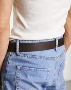 Levi'S Seine Leather Belt In Dark With Logo