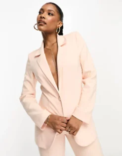 Luxe Suit Blazer And Trouser In Light Pink
