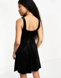 Miss Selfridge Petite Velvet Corset Mini Dress In