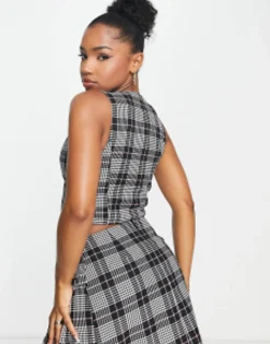 Miss Selfridge Waistcoat Co-Ord In Check