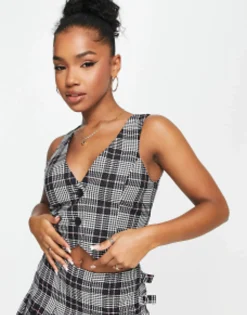 Miss Selfridge Waistcoat Co-Ord In Check