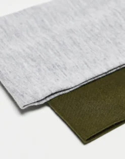 Monki 2 Pack Headbands In Grey Melange And Khaki Green