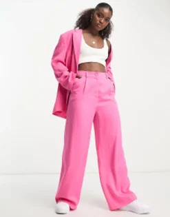 Monki Co-Ord Blazer And Tailored Trousers In Bright Pink