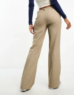 Monki Low Rise Straight Leg Trousers In