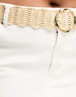 My Accessories London Curve Woven Rattan Crochet Belt In Natural